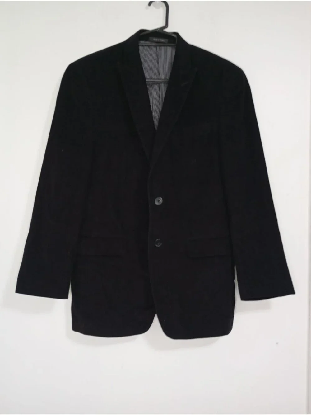 Calvin Klein Black Corduroy Blazer 36R Notch Lapel Fully Lined 100% Cotton Mens